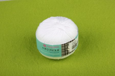 Пряжа Пехорка Ажурная белый (1), 100%мерсеризованный хлопок, 280м, 50г