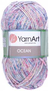 Пряжа Yarnart Ocean бело-розово-голубой меланж (117), 20%шерсть/80%акрил, 180м, 100г