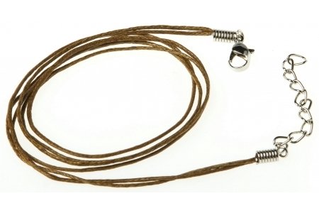 Шнурок вощеный ZLATKA с замком, двойной, тонкий, светло-коричневый, 1мм, 45см