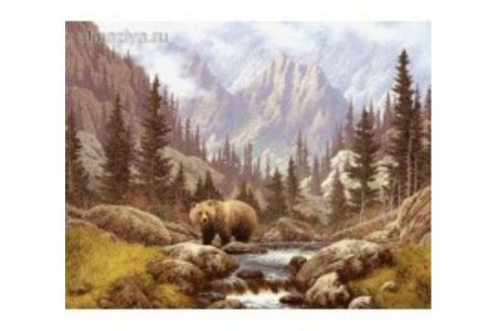 Мозаичная картина стразами АЛМАЗНАЯ ЖИВОПИСЬ Медведь на воле, 50*39см