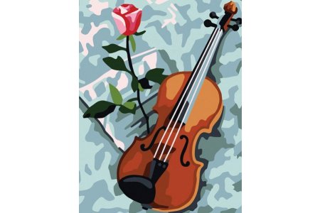 Канва с рисунком COLLECTION D*ART Скрипка и роза, 14*18см