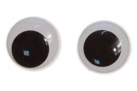 Глаза пластиковые для пришивания двигающиеся, черно-белый, d12мм, 1пара
