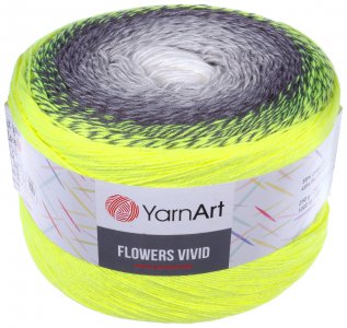 Пряжа YarnArt Flowers vivid лимон-серый (502), 55%хлопок/45%акрил, 1000м, 250г