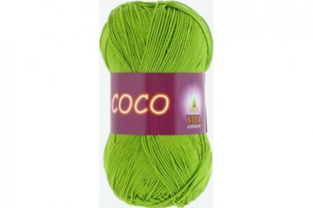 Пряжа Vita cotton Coco ярко-зеленый (3861), 100%мерсеризованный хлопок, 240м, 50г