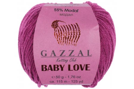 Пряжа Gazzal Baby Love цикламен (1611), 55%модал/45%акрил, 115м, 50г