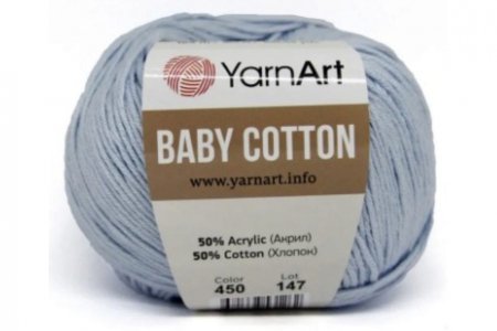 Пряжа YarnArt Baby cotton бледно-голубой (450), 50%хлопок/50%акрил, 165м, 50г