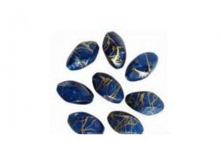 Бусина пластиковая АСТРА декоративная продолговатая, многогранная, синий(6-12), 20*12мм