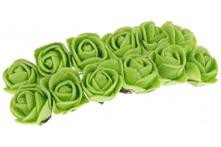 Цветы из фоамирана на проволоке Роза, зеленый, 2,5см, 12шт