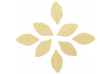 Набор листьев с блестками АСТРА золотой, 3,8*2см, 8шт