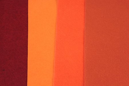 Набор фетра декоративный РТО 100%полиэстер, оранжево-красные оттенки, 1мм, 1мм, 20*30см, 4листа