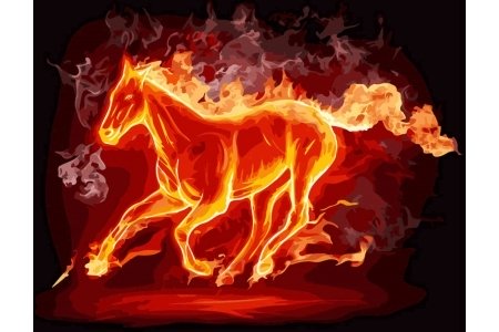 РАСПРОДАЖА Картина по номерам без красок БЕЛОСНЕЖКА Огненный конь 530-CG-C, 40*50см