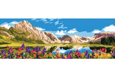 Канва с рисунком COLLECTION D*ART Озеро в горах, 70*25см