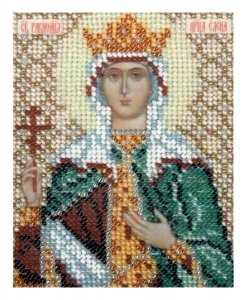 Набор для вышивания бисером ВЕРТОГРАДЪ Икона Святой Равноапостальской Царицы Елены, с нанесенным рисунком, 10*13см