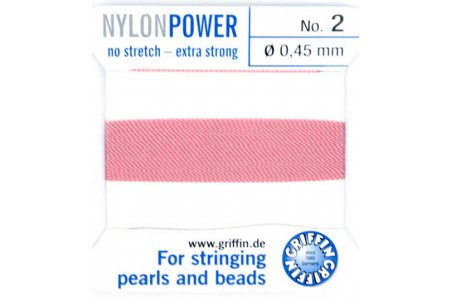 Нить нейлоновая GRIFFIN Nylon Power, на картоне, игла, темно-розовый, толщина 0,45мм, 2м