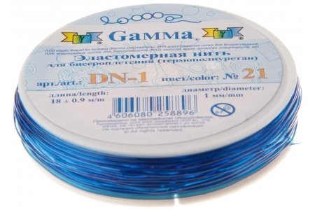 Резинка для бисероплетения GAMMA голубой, толщина 1мм, 18м