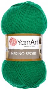 Пряжа Yarnart Merino Sport зеленый (777), 50%шерсть/50%акрил, 400м, 100г