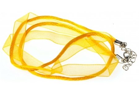 Шнур комбинированный ZLATKA с лентой, с замком, желтый, 45см