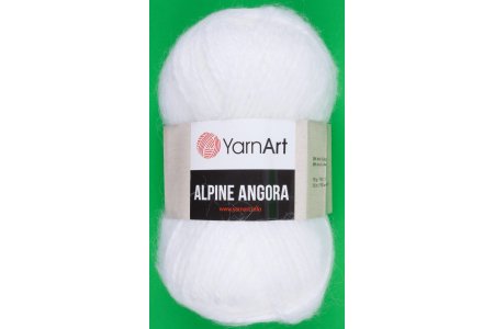 Пряжа Yarnart Alpine angora белый (330), 20%шерсть/80% акрил, 150м, 150г