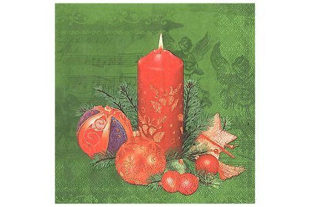 Салфетка для декупажа DAISY Новогодний натюрморт, зеленый фон, 33х33см