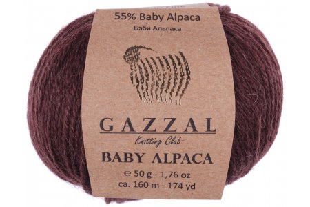 Пряжа Gazzal Baby Alpaca коричневый (46004), 55%беби альпака/45%шерсть мериноса супервош, 160м, 50г