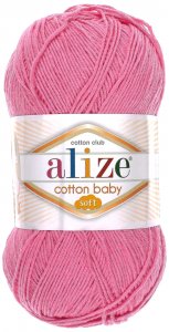 Пряжа Alize Cotton baby soft темно розовый (181), 50%хлопок/50%акрил, 270м, 100г