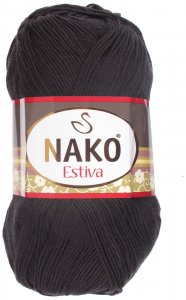 Пряжа Nako Estiva черный (217), 50%хлопок/50%бамбук, 375м, 100г