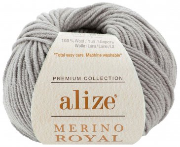 Пряжа Alize Merino royal светло-серый (762), 100%шерсть, 100м, 50г