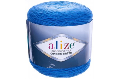 Пряжа Alize Superlana Midi ombre batik светло-голубой-василек (7271), 25%шерсть/75%акрил, 510м, 300г