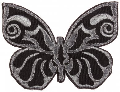 Термоаппликация Бабочка, серебро на черном