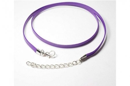 Шнурок вощеный ZLATKA с замком, плоский, фиолетовый, 4мм, 45см