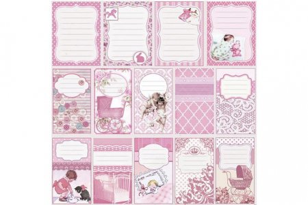 Бумага для скрапбукинга CRAFT PREMIER Коллекция Малыш и малышка, Журналинг розовый, 30,5*30,5см