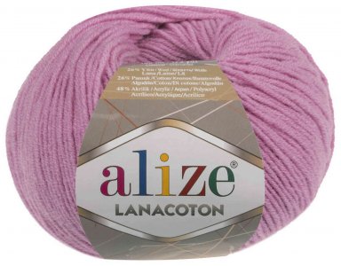 Пряжа Alize Lanacoton розовый (98), 26%шерсть/26%хлопок/48%акрил, 160м, 50г