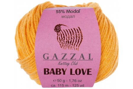 Пряжа Gazzal Baby Love канарейка (1605), 55%модал/45%акрил, 115м, 50г