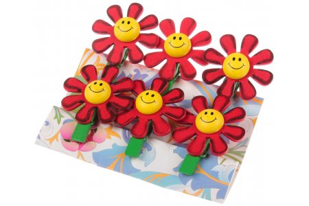 Декоративные прищепки для флористики Blumentag, красные ромашки, 3,5см, 6шт