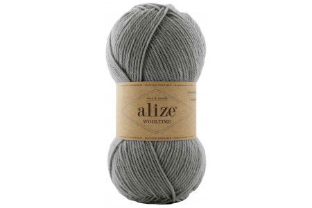 Пряжа Alize Wooltime серый (21), 75%шерсть/25%полиамид, 200м, 100г