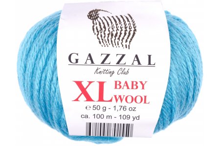 Пряжа Gazzal Baby Wool XL бирюза (820), 40%шерсть мериноса/20%кашемирПА/40%акрил, 100м, 50г
