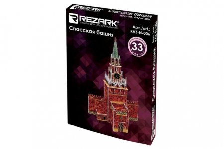 Сборная модель REZARK Спасская башня, 26*15,5*37,5см