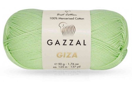 Пряжа Gazzal Giza салатовый (2458), 100%мерсеризованный хлопок, 125м, 50г