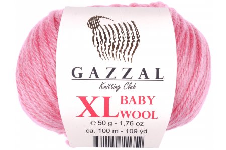 Пряжа Gazzal Baby Wool XL розовый коралл (828), 40%шерсть мериноса/20%кашемирПА/40%акрил, 100м, 50г