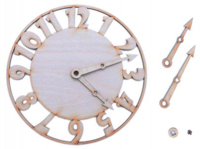 Заготовка для часов деревянная, Циферблат, арабские цифры, толщина 3мм, d24.5см