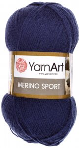 Пряжа Yarnart Merino Sport темно синий (779), 50%шерсть/50%акрил, 400м, 100г