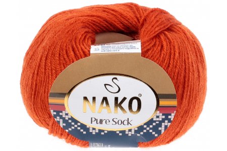 Пряжа Nako Pure wool sock оранжевый (6963), 70%шерсть/30%полиамид, 200м, 50г