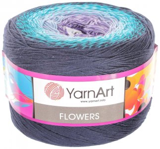 Пряжа YarnArt Flowers темно синий-бирюза-сирень(254), 55%хлопок/45%акрил, 1000м, 250г