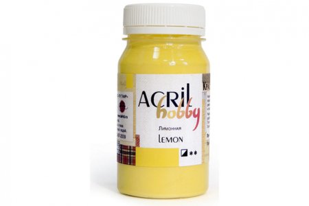 Краска акриловая матовая ТАИР Акрил-Хобби лимонный, 100мл