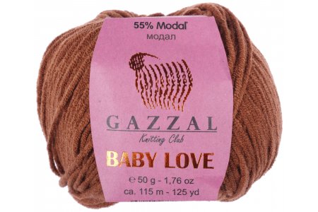 Пряжа Gazzal Baby Love коричневый (1626), 55%модал/45%акрил, 115м, 50г
