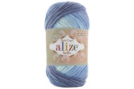 Пряжа Alize Bella Batik 100 светло-голубой-голубой-синий (3299), 100%хлопок, 360м, 100г 