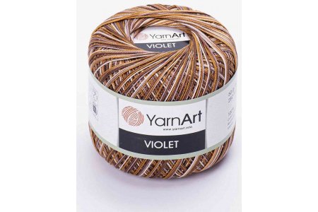 Пряжа YarnArt Violet Melange белый-беж-коричневый (506), 100%мерсеризованный хлопок, 282м, 50г