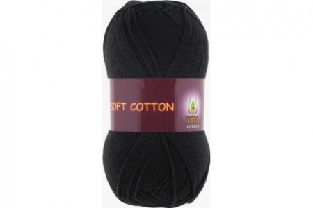 Пряжа Vita Soft Cotton черный (1802), 100%хлопок, 175м, 50г