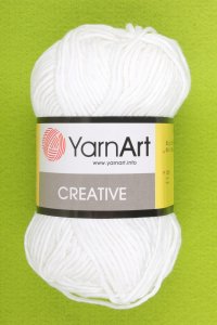 Пряжа YarnArt Creative белый (220), 100%хлопок, 85м, 50г