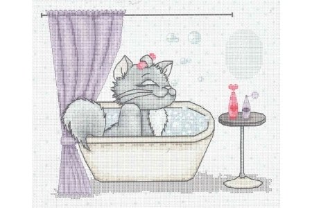 Набор для вышивания крестом Luca-s Кошка в ванной, 24*19см
